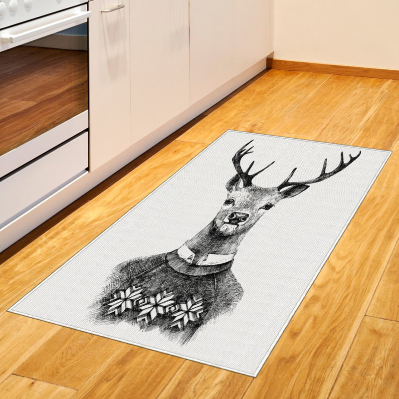 Tapis gris zone éléphants, Rectangle 2 pi 7 po x 5 pi