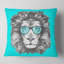 Drôle de lion avec des lunettes bleues - Coussin imprimé animal-30744695-30744691