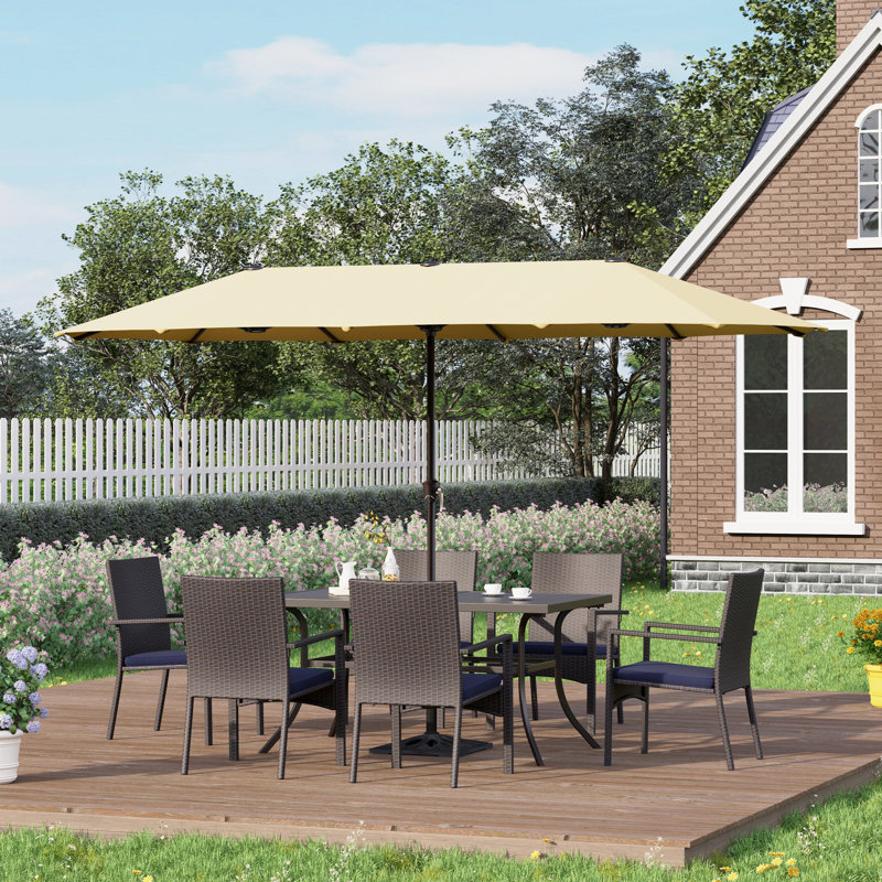 Alyah 6 - Person Patio Dining Set with Rectangular Table , Cushions Included, Beige