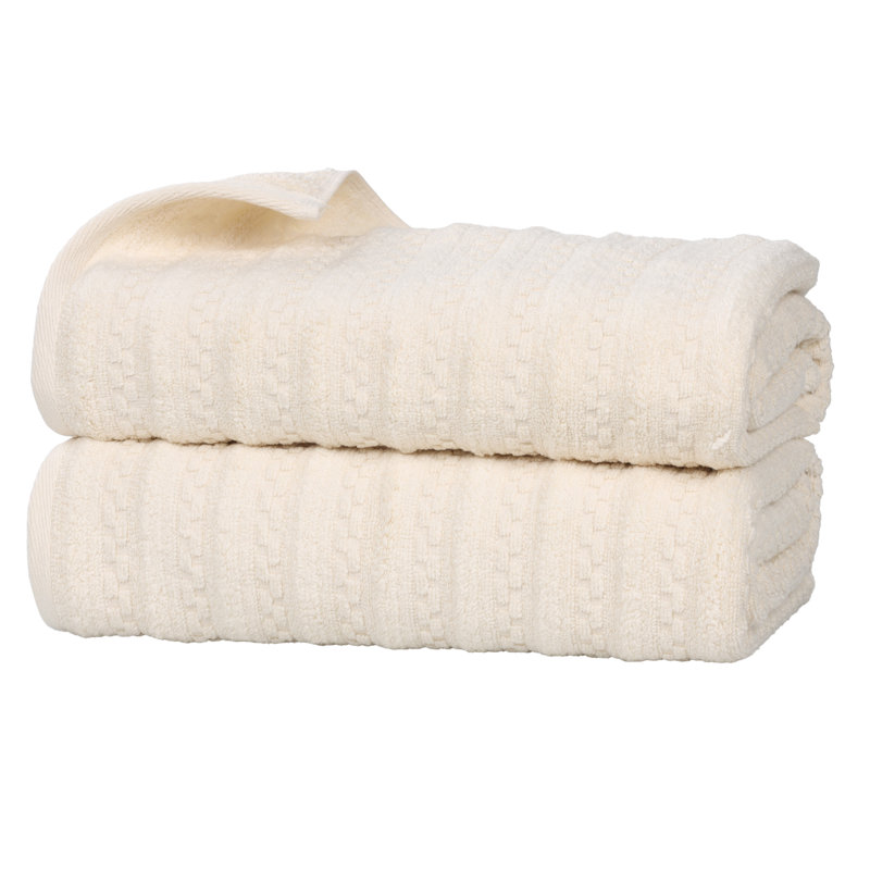 Zuma Zero Twist Cotton Medium Weight Soft Absorbent Bath Sheets, Ivory