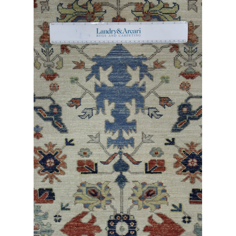 Tapis ivoire / bleu marine / rouge Harshang One-of-a-Kind 2 pi 10 po x 10 pi 2 po