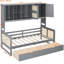 Lit de jour simple gris avec 2 tiroirs et tablettes compactes, armoire en bois efficace-1102879871