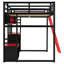 Lit mezzanine en bois pleine grandeur avec bureau, tablettes, lumières DEL, ports USB et panneau perforé personnalisable pour jouer et étudier-2065572822