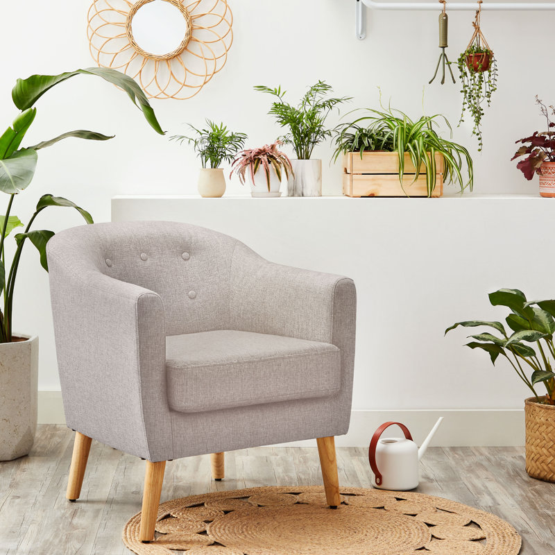 Fauteuil capitonné large de 27,2 po Dreer, Mélange de coton beige