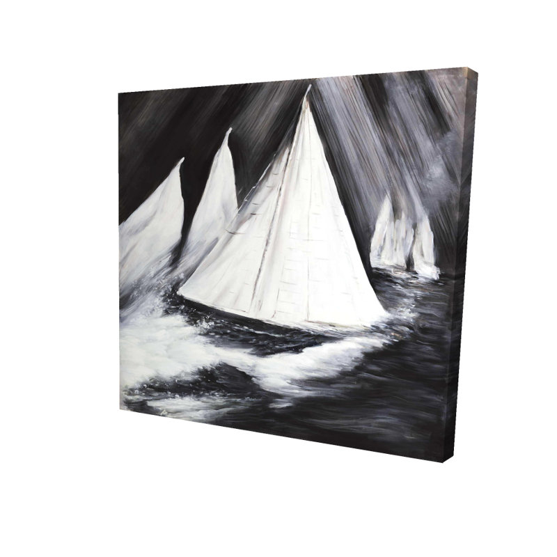 " Grayscale Boats In A Storm "