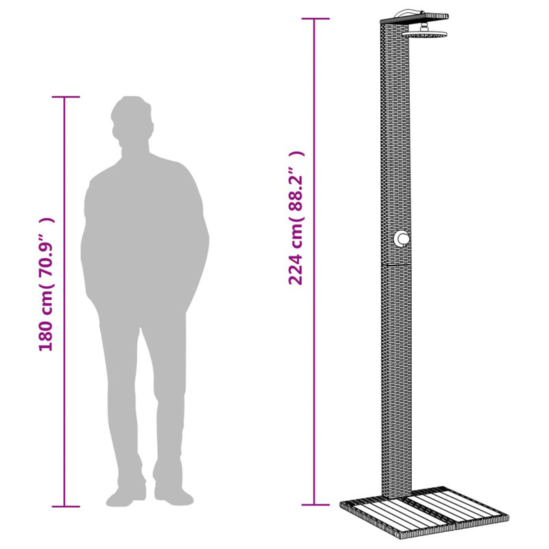 Free Standing Outdoor Shower and Footwash Spout, Black