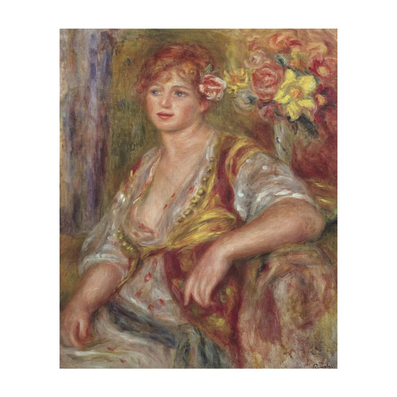 «Blonde Woman with a Rose» par Pierre-Auguste Renoir - Impression giclée, H 20 po x l 16 po