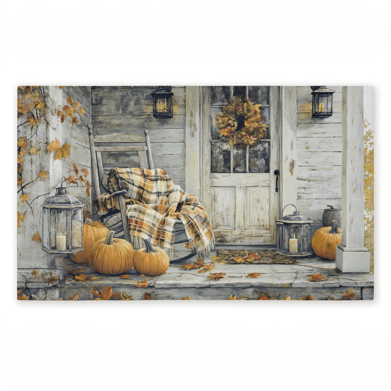 Tapis de porte d'extérieur à bascule rustique imprimé, 18 po x 30 po, par Creative Studio