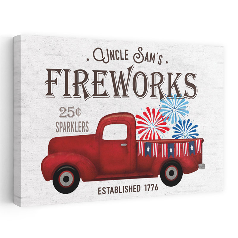Uncle Sam's Fireworks - Truck Contemporary Art, H 40 po x l 50 po