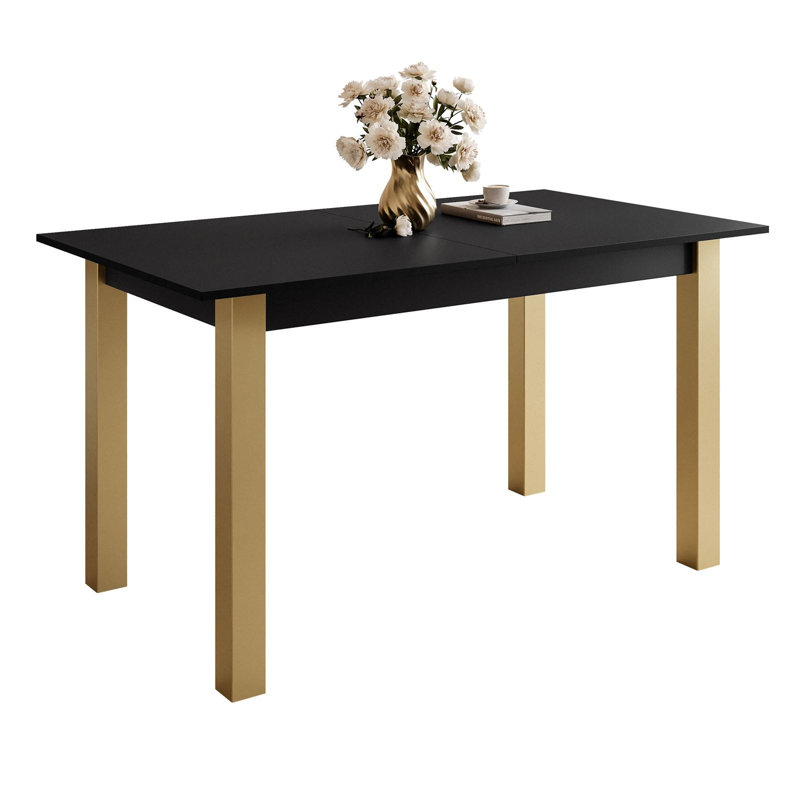 Extendable Metal Base Dining Table, Black