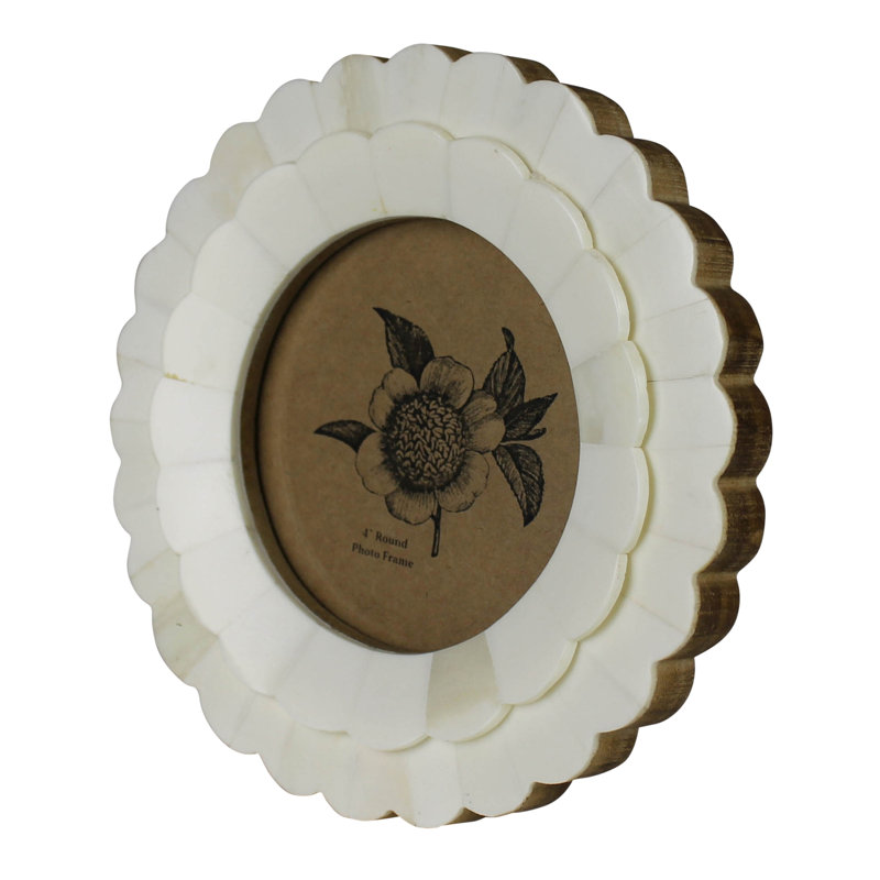 Cadre pétale rond - 4 pouces, Blanc