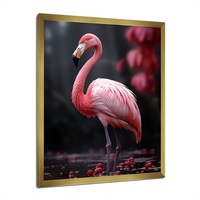 Flamme rose et grise Wassil, H 20 po x l 12 po x P 1 po, Encadrement doré