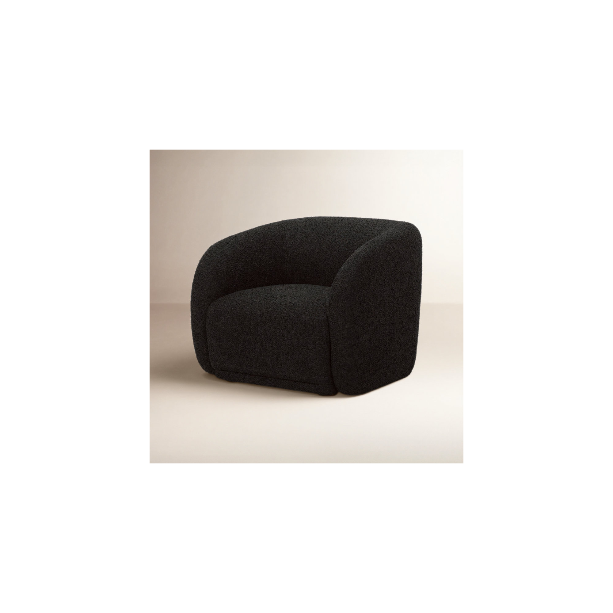 Penelope Upholstered Barrel Accent Chair, Black Boucle