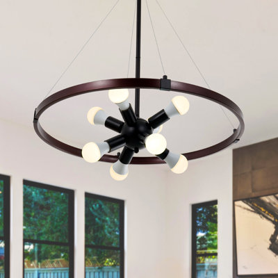 Gustava 8 - Light Dimmable Wagon Wheel Chandelier