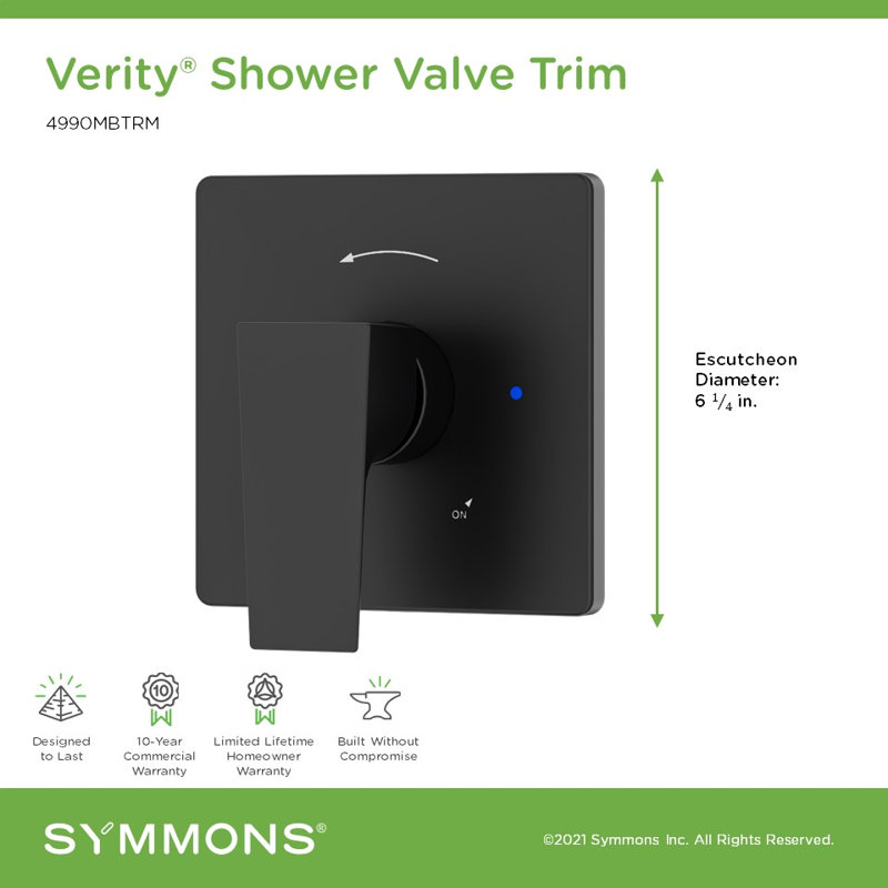 Verity Shower Valve Trim Handle, Matte Black
