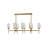 Ana 8-Light Linear Chandelier w/ Faceted Heavy-Cut Diamond-Shaped Crystal Shades - Heritage Brass