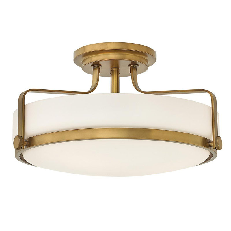 Moreauville Glass Semi Flush Mount, Heritage Brass, 25.3cm H x 45.6cm W