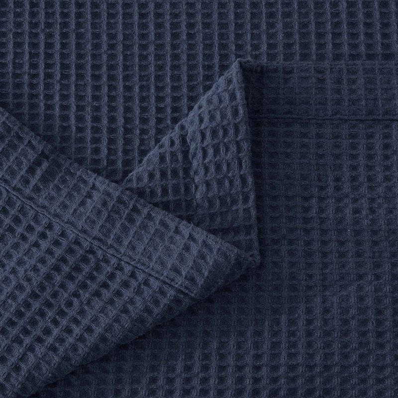 Couverture 100% coton gaufré Minali, Simple, Bleu marine