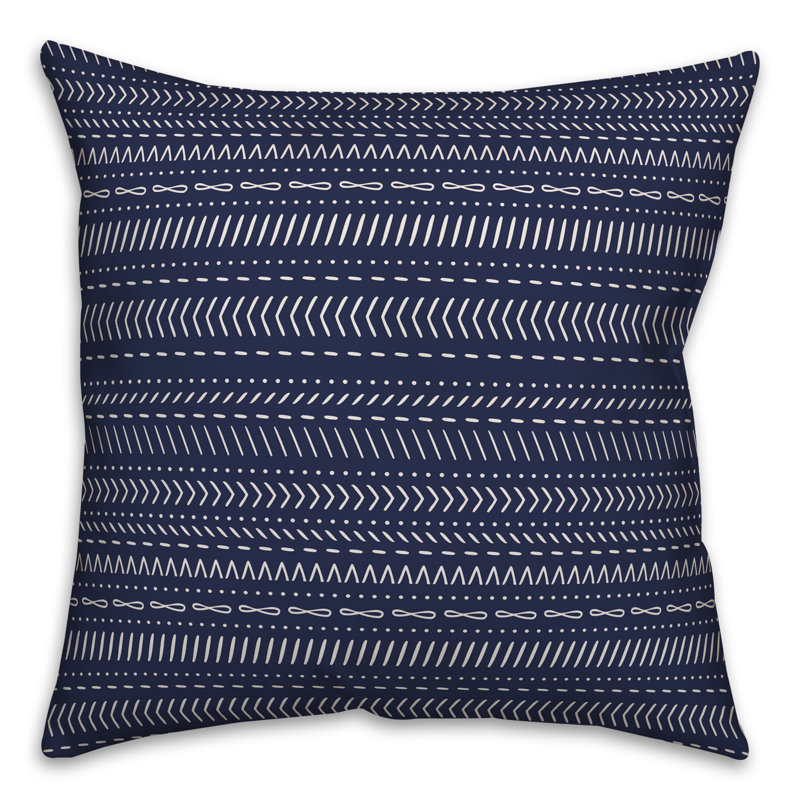 Chevron Throw Pillow, 16" x 16", Navy Geometric 2