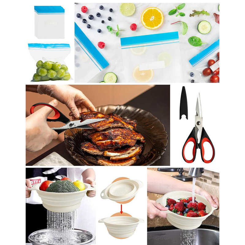 27Pcs Pots And Pans Set Non Stick, Ceramic Cookware Set With Detachable Handle, Comes With Collapsible Dish Basin, Blue Lunch Box, Manual Bottle Opener And Etc, Oven Safe