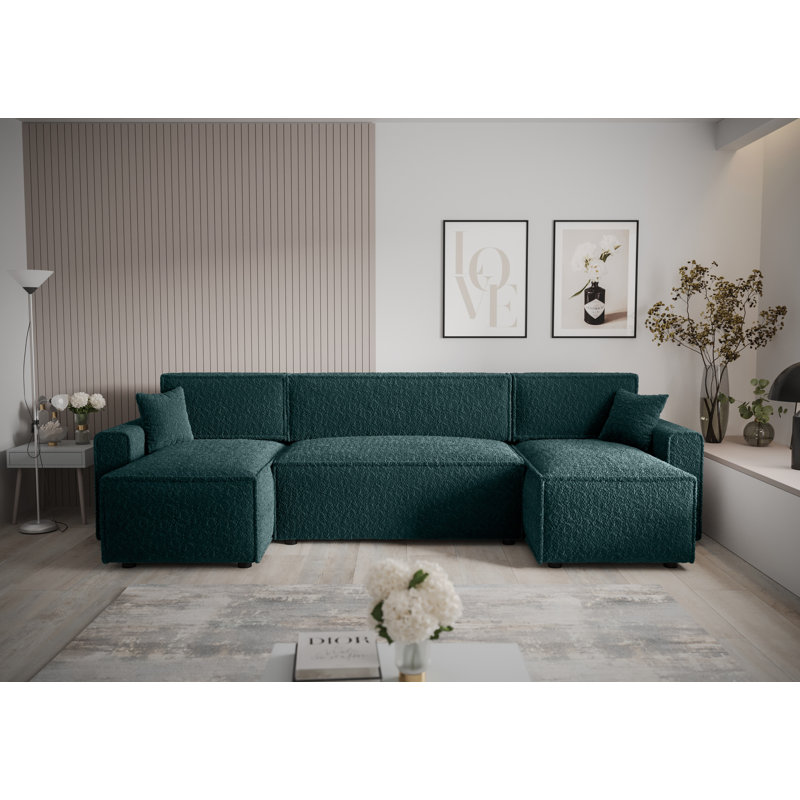 Caril 5 Seater Corner Sofa , Dark Green