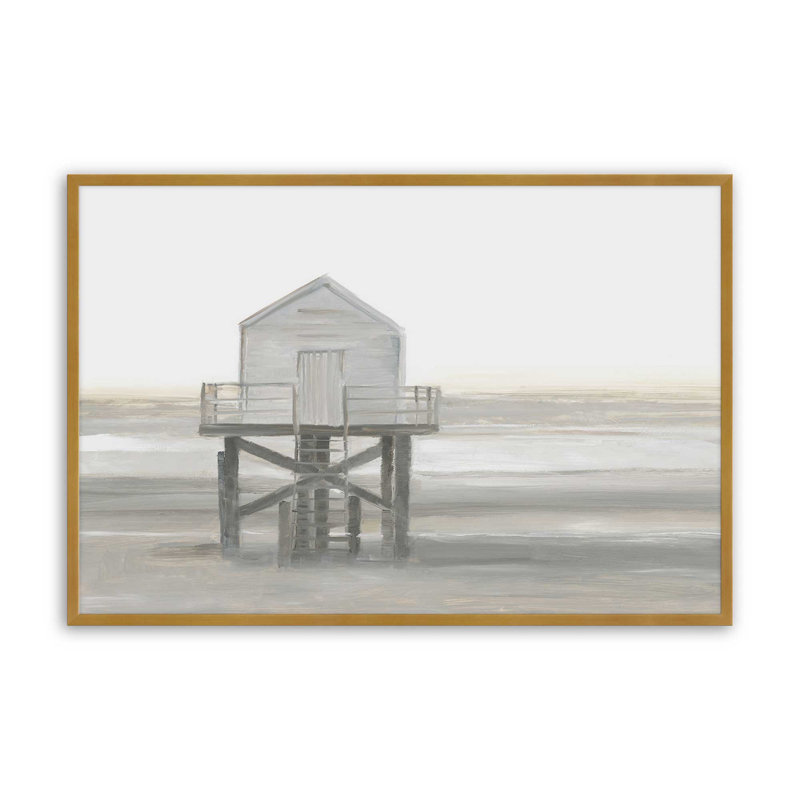 «Weathered Beach Outpost I» par Ethan Harper, reproduction d'art, H 12 po x l 16 po, Doré