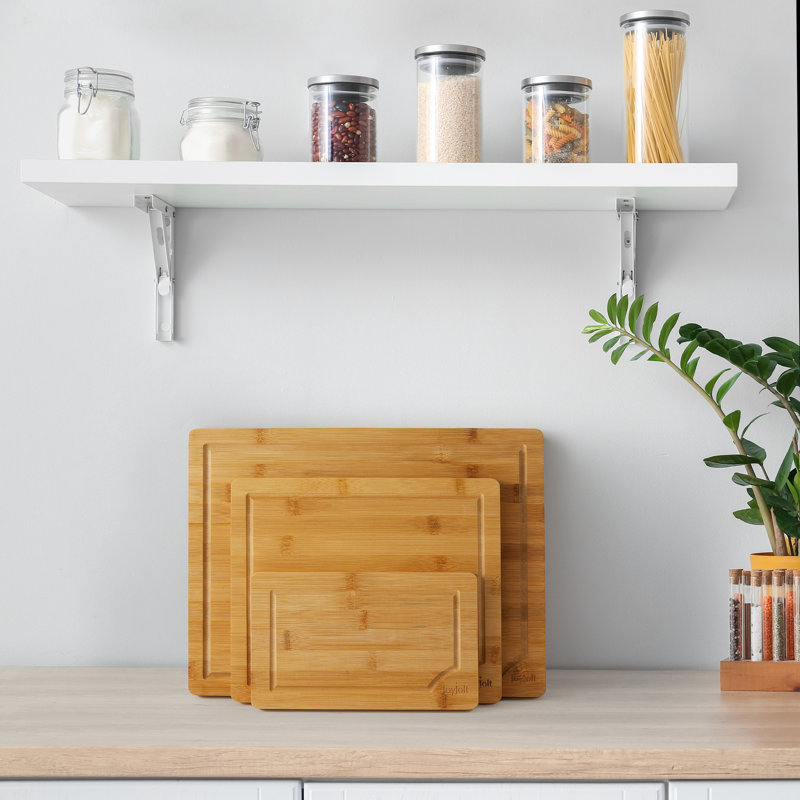 JoyJolt Bamboo 3-Piece Rectangular Cutting Board Set