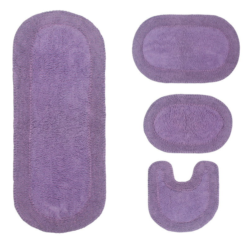 Traci 100% Cotton Bath Rugs (Set of 4), Purple