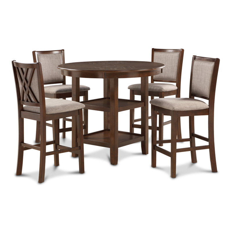Arnott 5 - Piece Wood Dining Set, Cherry Brown, 36"H x 42"L x 42"W