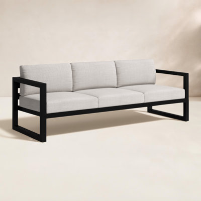 Smith 84.25'' Wide Rectangle Powder Coated Aluminum Patio Sofa with Sunbrella® Cushions