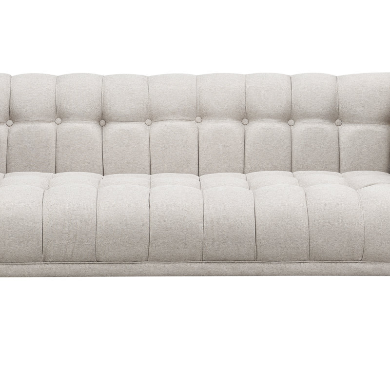 Modern Mid-Century Button Tufted Upholstered Sofa, Beige , 83" L x 33.5" D x 33" H