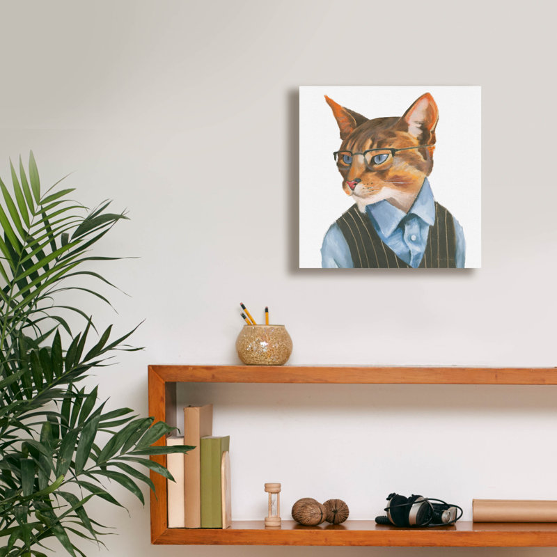 «Cattitude 4» par Myles Sullivan, art mural sur toile, 26 po x 26 po, H 12 po x l 12 po x P 0,75 po