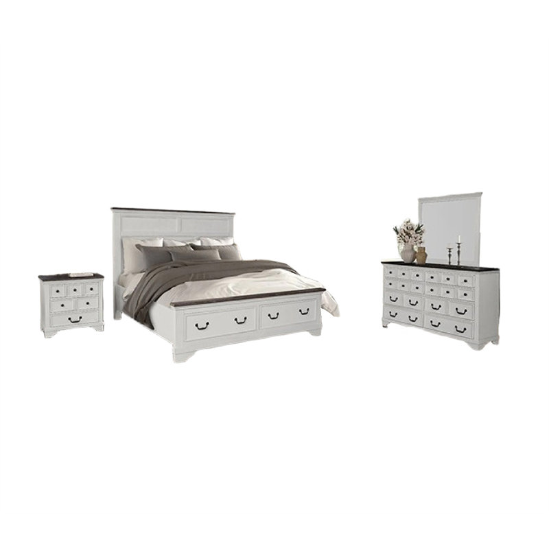 Ensemble de chambre à coucher pour grand lit 4 pièces Hamps