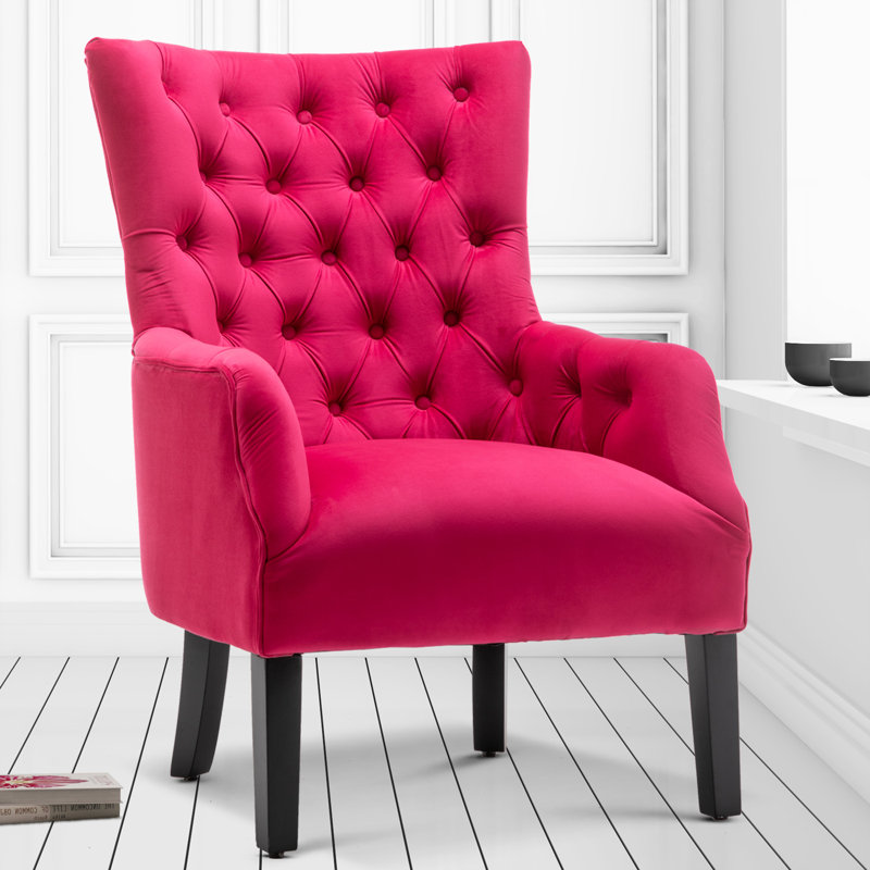 Dority Upholstered Wingback Chair, Dark Pink