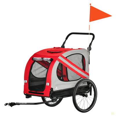 2-In-1 Pet Bike Trailer For Small Dogs, Road-Visibility Bicycle Stroller, Weather-Strong Bike Wagon Trailer Sidecar Attachment