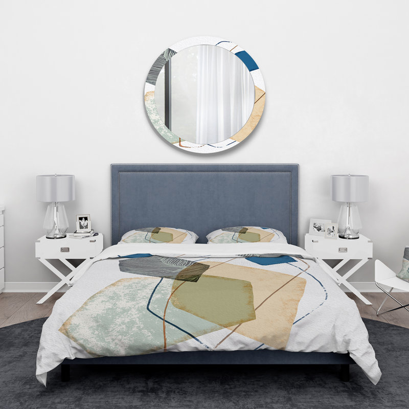 Minimal Geometric Stones II - Ensemble de housse de couette moderne - Microfibre de polyester