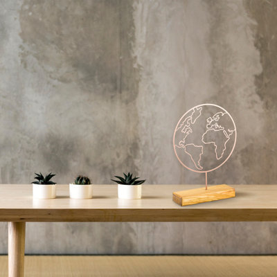 Elegant Decorative Object, 11.0 x 15.7 x 1.6 inches | 100% Metal (Thickness: 0.06 inches) & Solid Wood Base (Thickness: 1.6 inches) | Unique Design with Natural Wood Variations, Perfect for Home Decor & Stylish Accents
