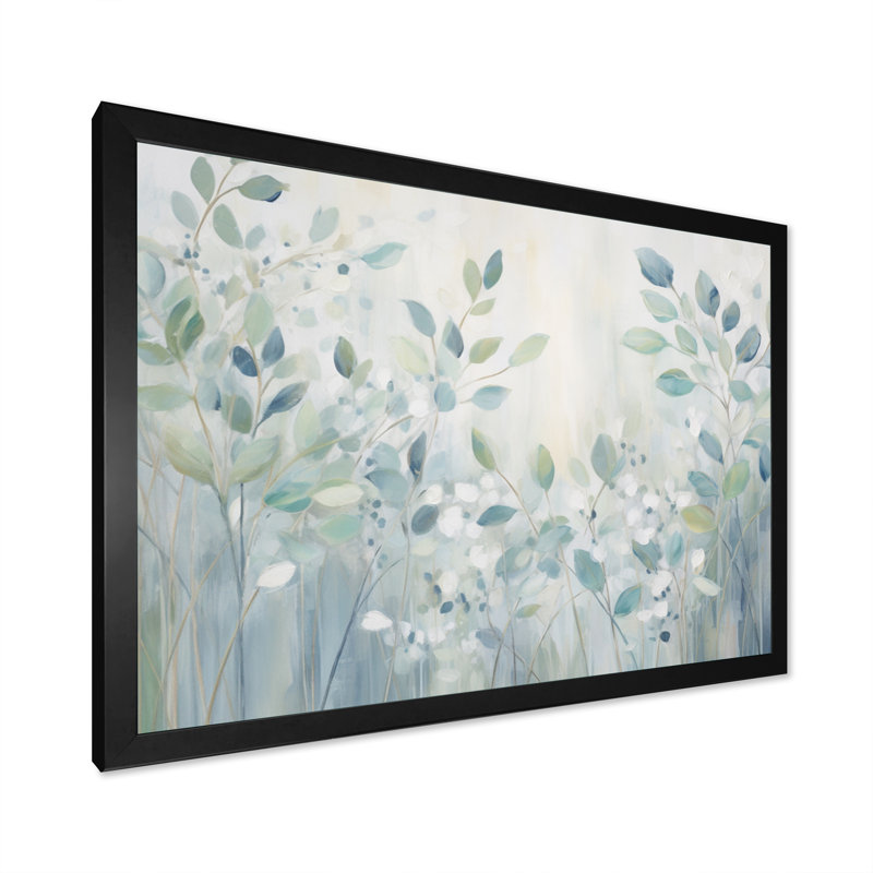 Blue Botanical Rhythms IV - Abstract Botanicals Canvas Art Print, Black Single Picture Framed, 34" H x 44" W x 1.5" D