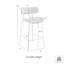 Tabouret de bar contemporain Mina de 66 cm (26 po) en métal avec revêtement en velours bleu acier et base en acier inoxydable brossé, ensemble de 2-412728944-412728946