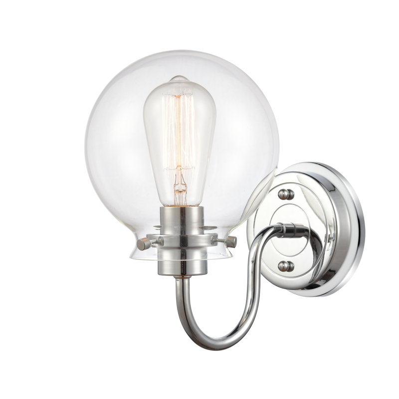 Éclairage pour salle de bain à intensité variable 1 lumière amariyah, Transparent, Chrome poli, Ampoule DEL rétro 4 watts