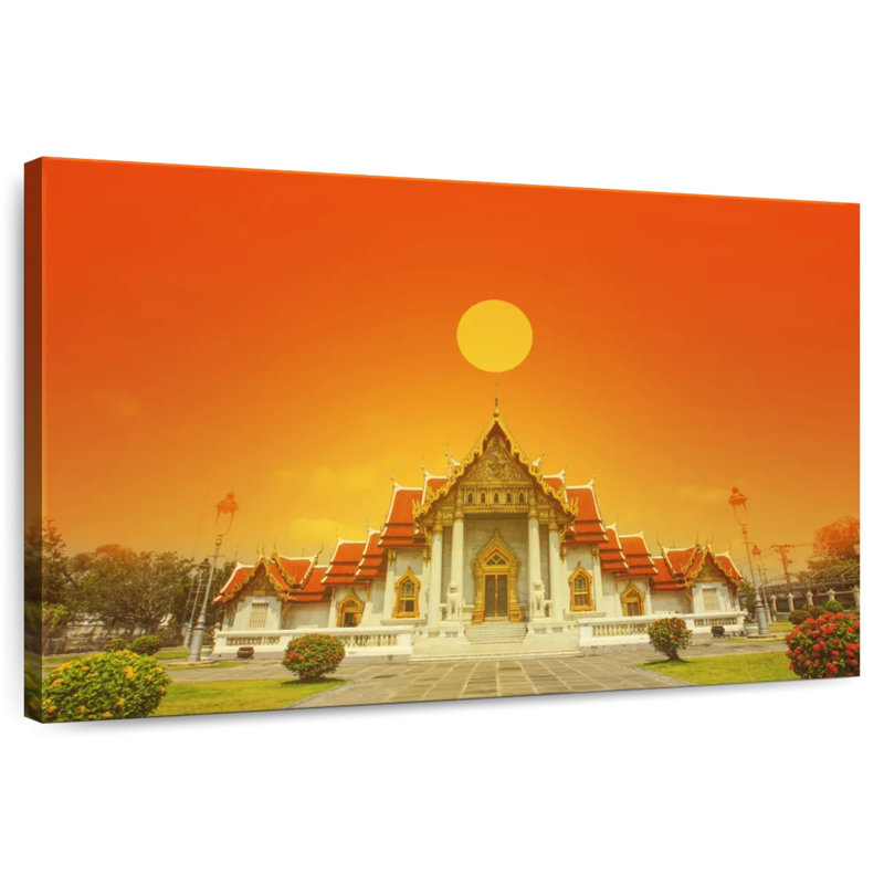 Soleil sur le temple de marbre, H 8 po x l 12 po