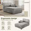 Chaise longue surdimensionnée en flanelle de fourrure de lapin gris clair avec accoudoirs et coussins Bentura-1918298578