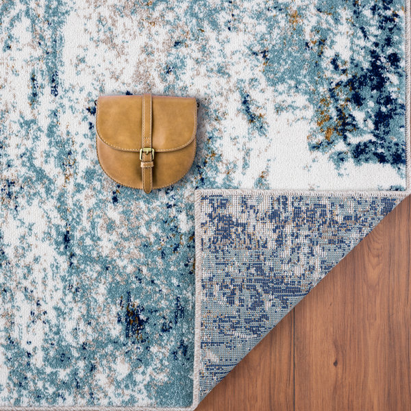 17 Stories Elrosa Abstract Blue/Gray/Brown Area Rug | Wayfair