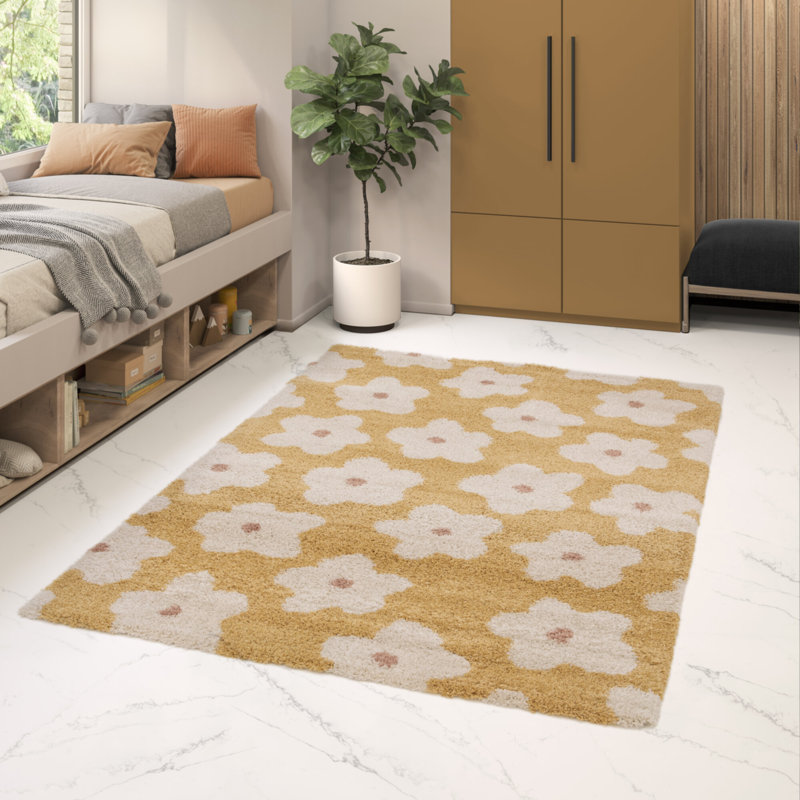 Debrina Floral Shag Area Rug, Rectangle 120 x 170 cm