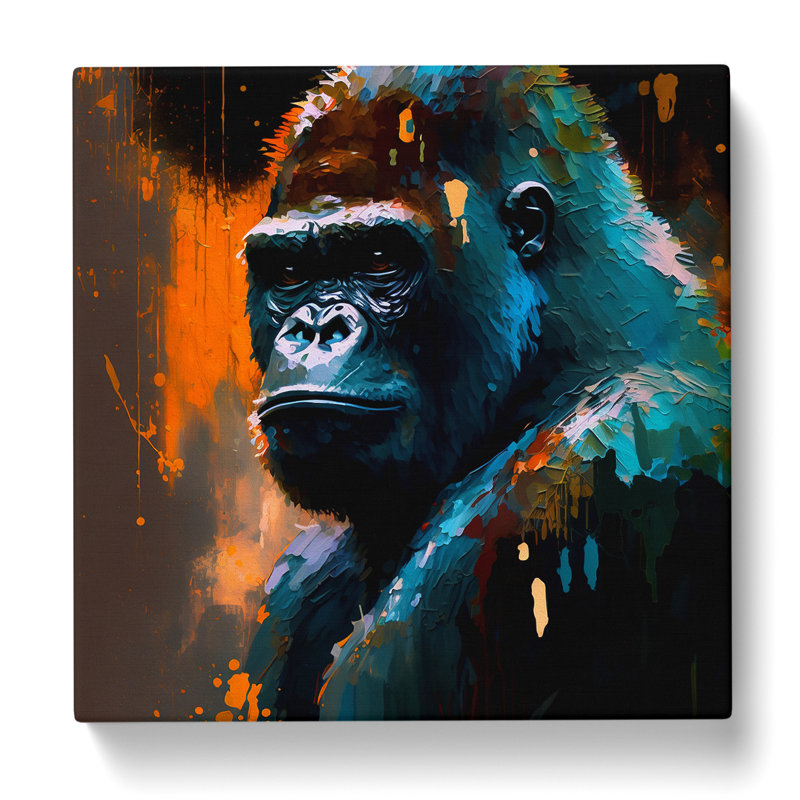 Gorilla Palette Knife Painting No.1 - Wrapped Canvas, 35cm H x 35cm W x 3cm D