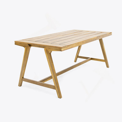 Modern Outdoor Dining Table, Acacia Wood Patio Table With Teak Finish - Weather-Resistant Garden, Poolside Deck Dining Set For 4-6 People