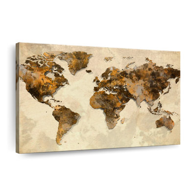 Rustic World Map Canvas Print