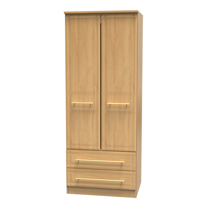 Fully Assembled 3 Door Wardrobe, 197cm H x 74cm W x 53cm D, Modern Oak