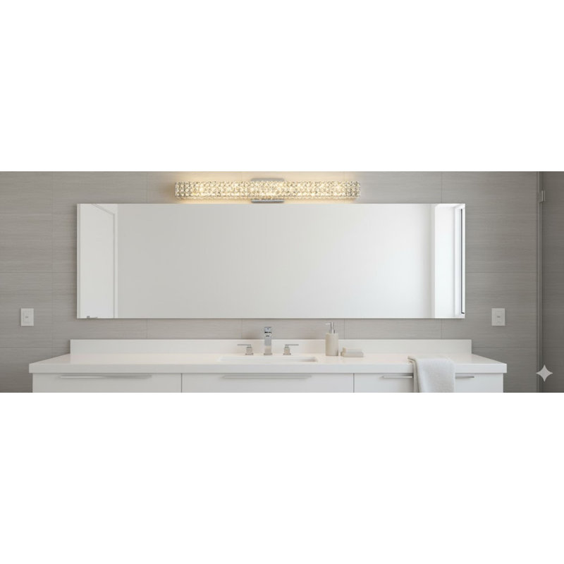 4-Light Chrome Wall Sconce With Clear Crystal Accents