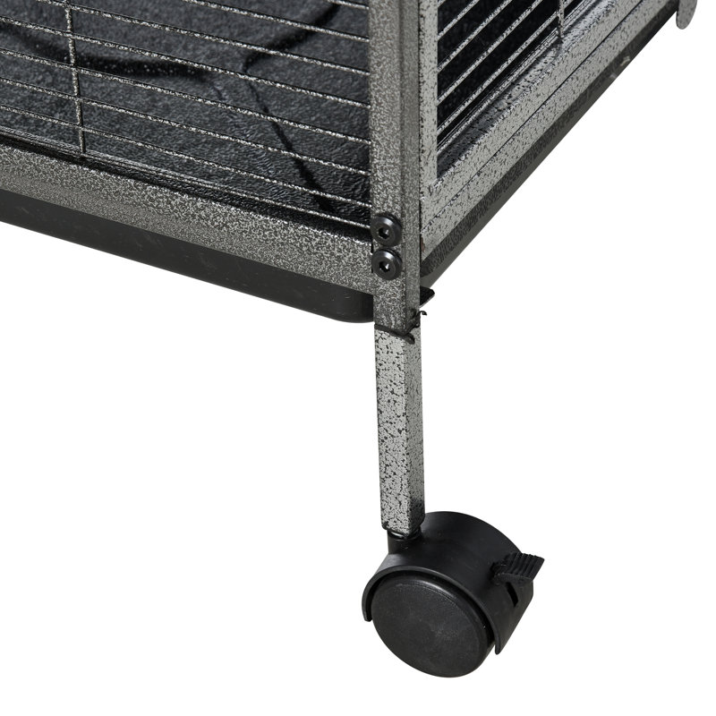 Gray Rolling Metal Small Animal Cage with Hammock and Platforms